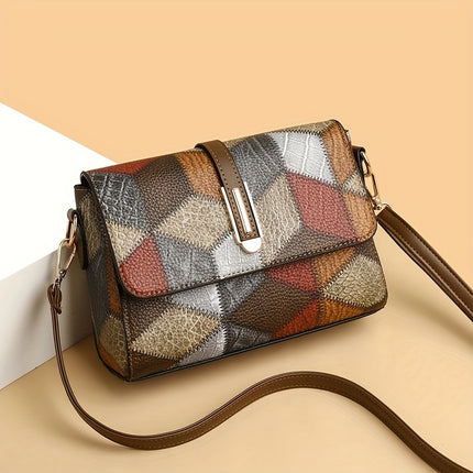 Retro Color Contrast Crossbody Bag