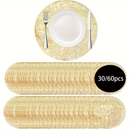 30/60pcs Golden Disposable Aluminum Foil Placemats