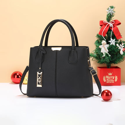 Chic Handbag with Metal Charm