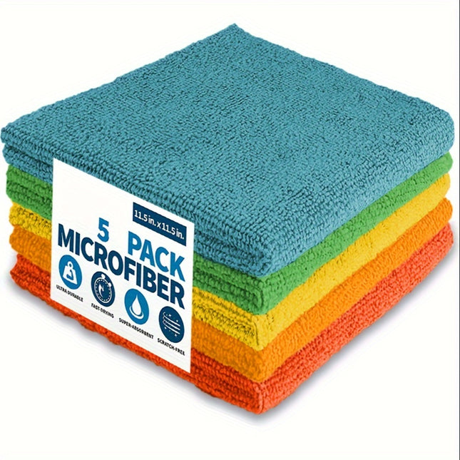5/10pcs Microfiber Cleaning Cloths - Lint-Free & Reusable