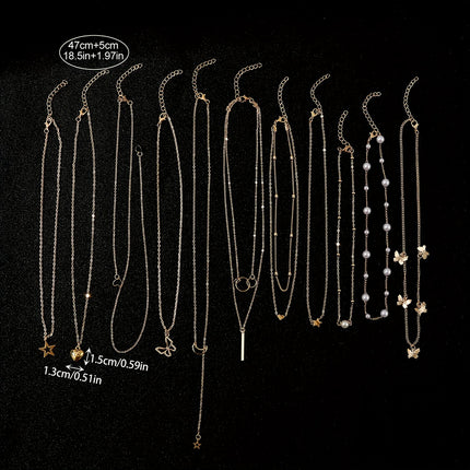 11pcs Heart-Shaped Pendant Necklace Set