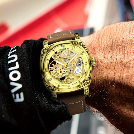 Golden Skeleton Automatic Wristwatch