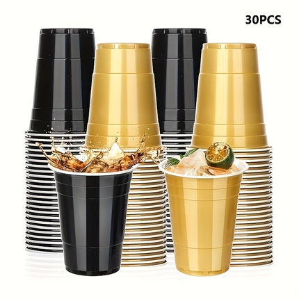 16OZ Black and Golden Plastic Party Cups
