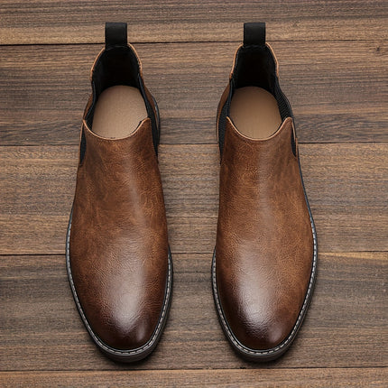 Men’s Brown Elastic Ankle Boots