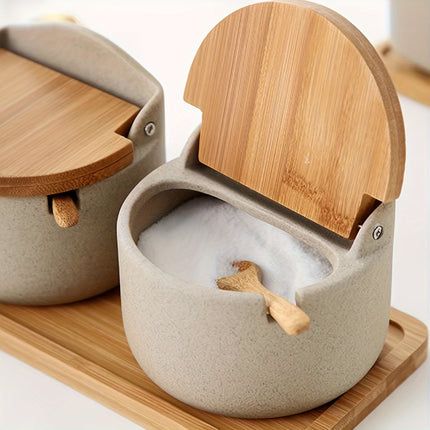 Ceramic Seasoning Pot Set with Tray