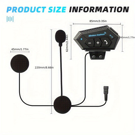 Wireless Motorcycle Helmet Headset – Hands-Free Call & Music