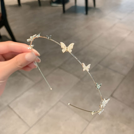Elegant French Butterfly Pearl Headband