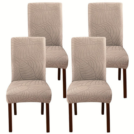 Leaf Jacquard Dining Chair Covers - Stretchy & Non-Slip