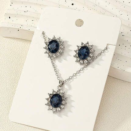 Retro Sunflower Gemstone Jewelry Set