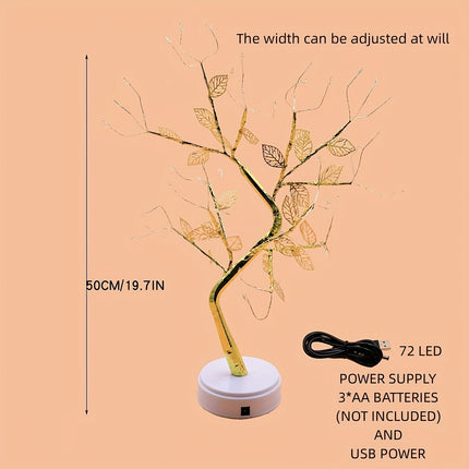 Golden Leaf Tree Lamp - LED Copper Wire Touch Light