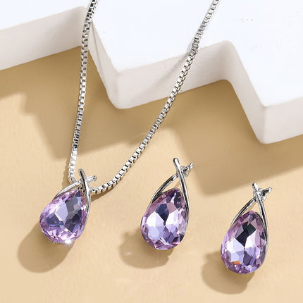 Teardrop Crystal Pendant Jewelry Set