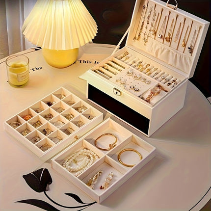 Elegant 3-Tier Jewelry Organizer Box - Luxe Storage Solution
