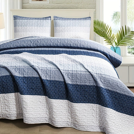 Dark Grey Patchwork Quilted Bedspread Set - 3pcs Comfort