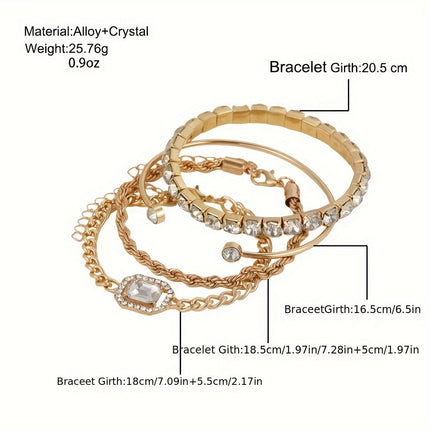 4pcs Punk Twist Chain Bracelet Set