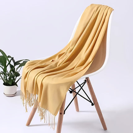 Elegant Plain Color Tassel Scarf
