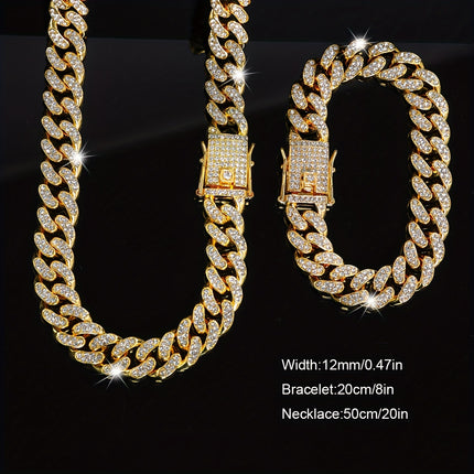 2pcs Exquisite Cuban Link Jewelry Set