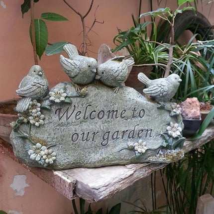 Welcome to Our Garden" Resin Statue Decor