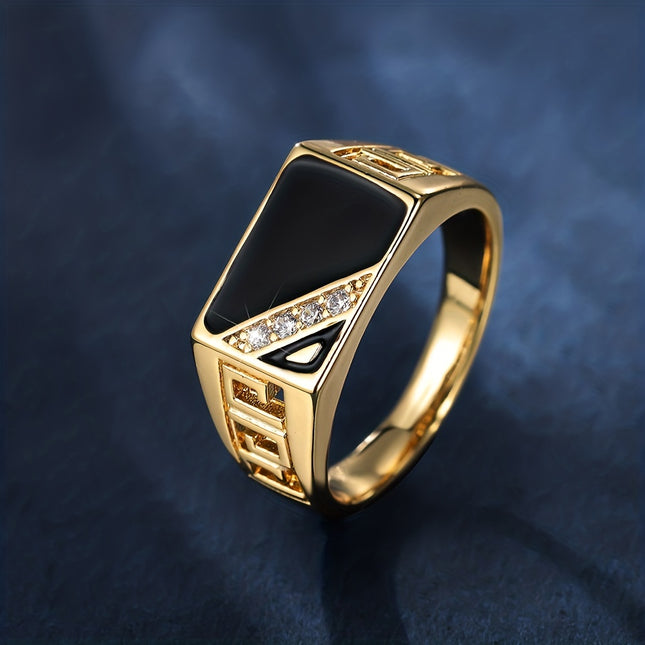 Classic Triangular Black Oil Drop Ring
