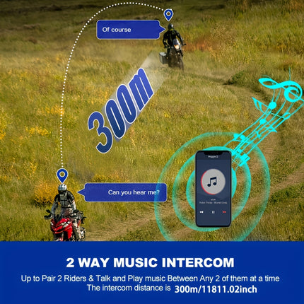 2-in-1 Motorcycle Intercom & Music Helmet Earphone