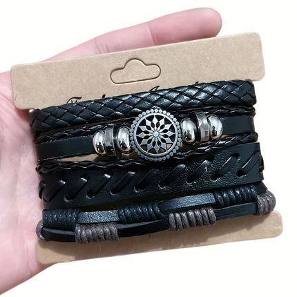 Men's Vintage Leather Bracelet Set