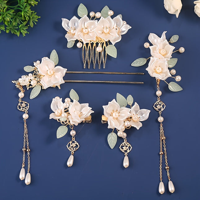 Elegant Resin Floral Hairpins Set