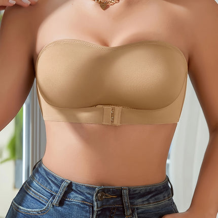 Front Buckle Strapless Bandeau