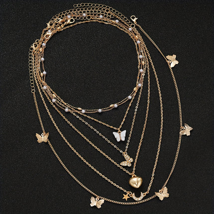 11pcs Faux Pearl & Rhinestone Necklace Set