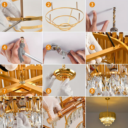 Elegant 3-Tier Crystal Chandelier - Modern Flush Mount