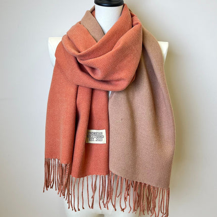 Double-Sided Two-Color Tassel Scarf