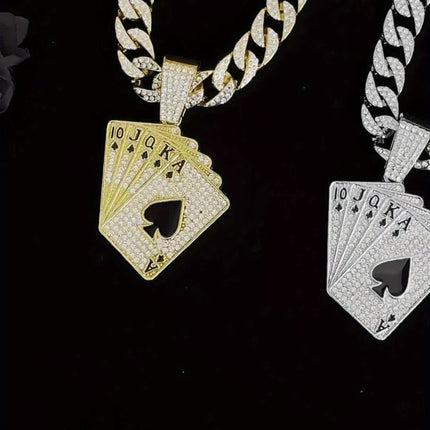 1pc Poker Pendant + Cuban Chain