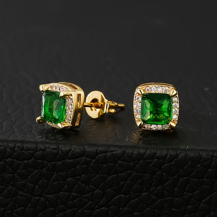 Retro Square 6mm Couple Earrings