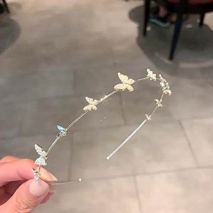 Elegant French Butterfly Pearl Headband