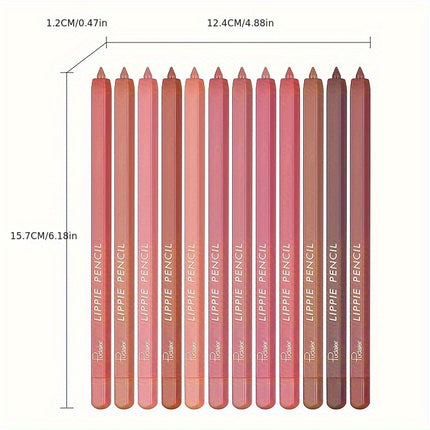 12-Color Lip Liner Pen Set