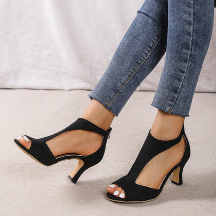 Peep Toe T-Strap High Heels