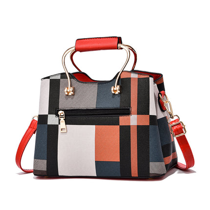 Colorblock Plaid Pendant Shoulder Bag