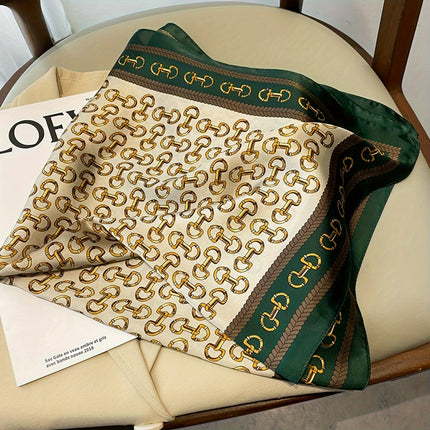 Elegant Golden Buckle Square Scarf