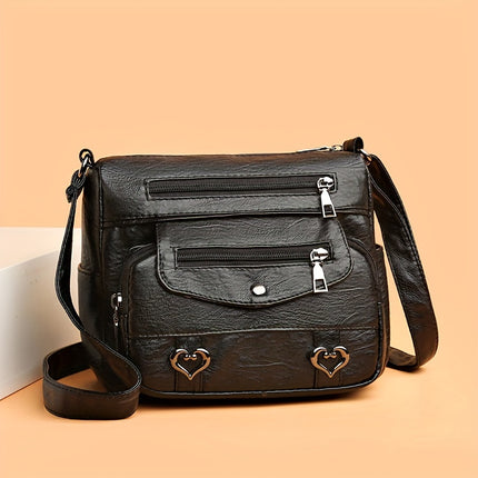 Retro Heart Decor Crossbody Bag