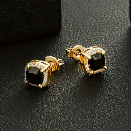 Retro Square 6mm Couple Earrings