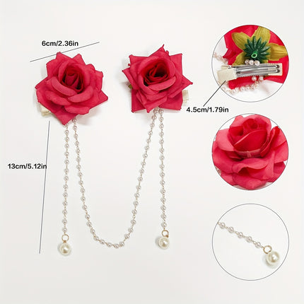 Chic Rose Tassel Hair Clips