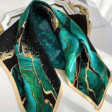 Elegant Green Print Square Scarf