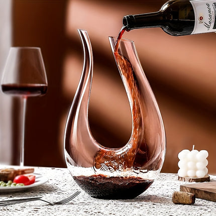 Elegant Crystal Glass Wine Decanter – U-Shaped Harp Design