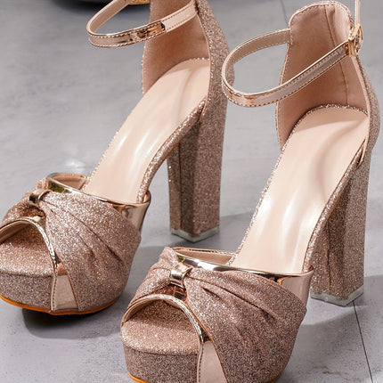 Elegant Champagne Glitter Heels