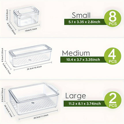7/14pcs BPA-Free Stackable Fridge Bins