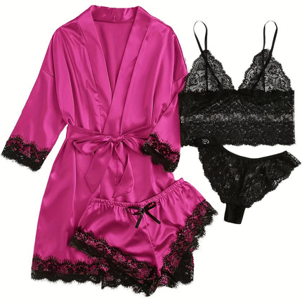 Elegant Satin Lace Lounge Set