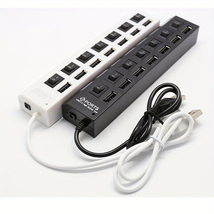 4-Port/7-Port USB Hub with Independent Switch – Universal Adapter - Monti Bargains