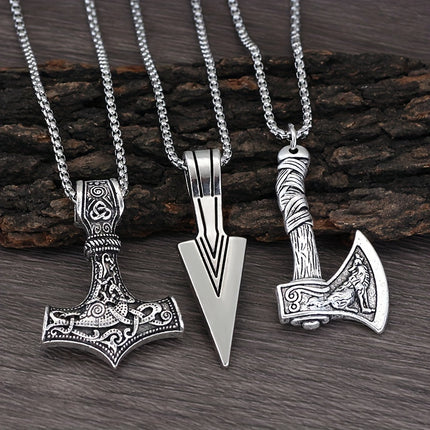 Men's Viking Pendant Necklace Set