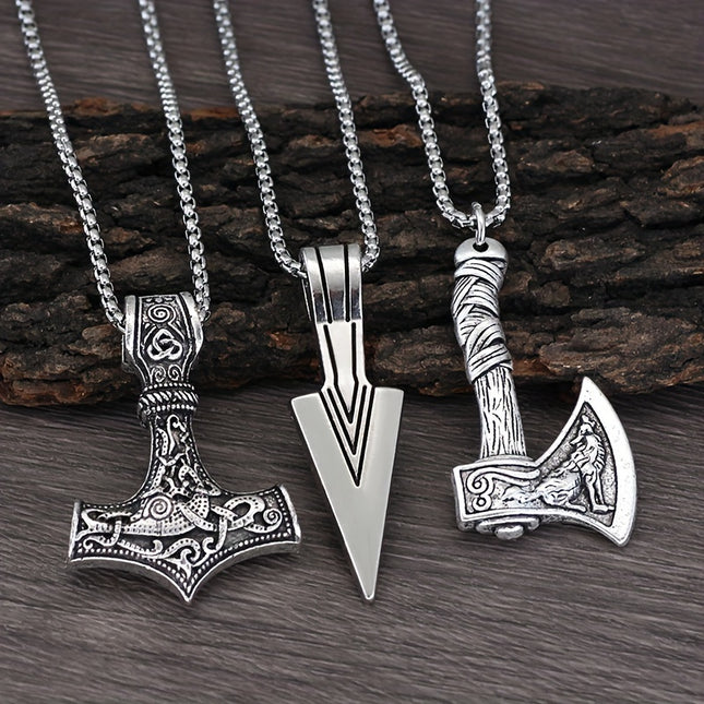 Men's Viking Pendant Necklace Set