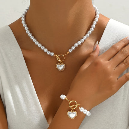 Heart & Pearl Jewelry Set