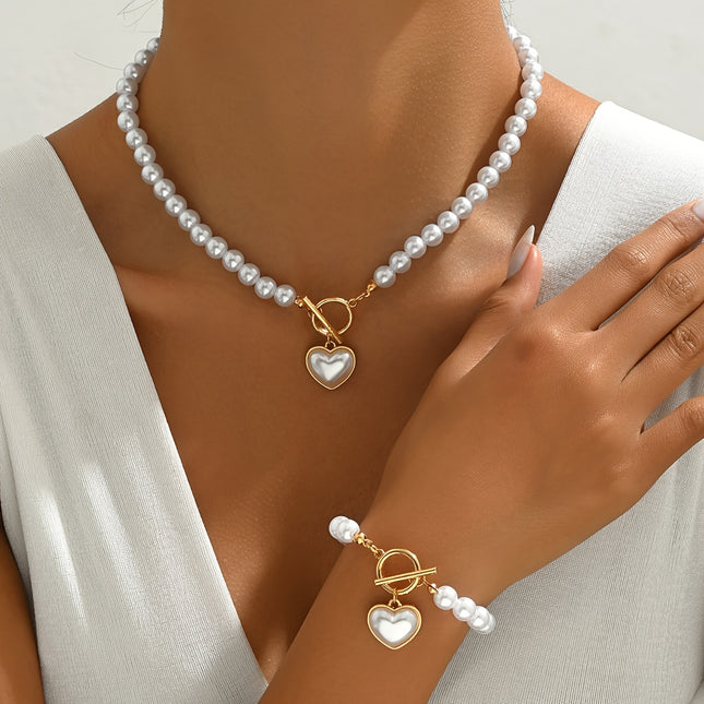 Heart & Pearl Jewelry Set