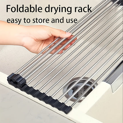 WONGIRL Stainless Steel Roll-Up Dish Drying Rack - Foldable